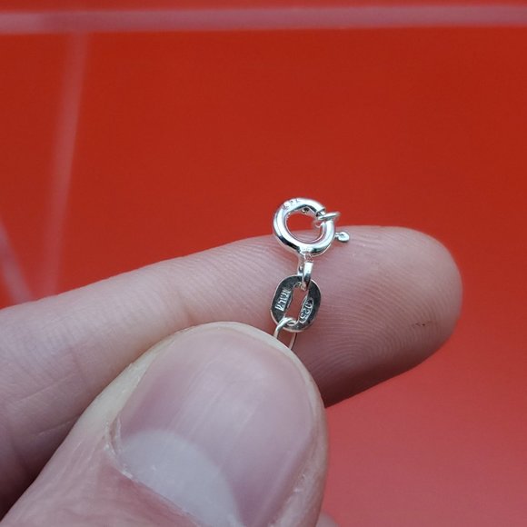 18 Inch 925 Sterling Silver Ruby Eye And Shell Belly Elephant Necklace - Picture 5 of 7